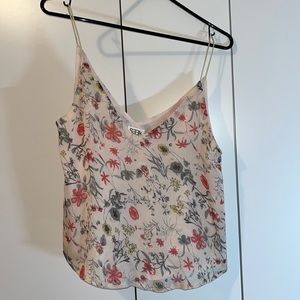 Silk floral v neck top spaghetti straps